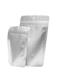 Stand Up Pouch 4" x 6.5" x 2.5" All Silver With Hang Hole - 1,000pcs